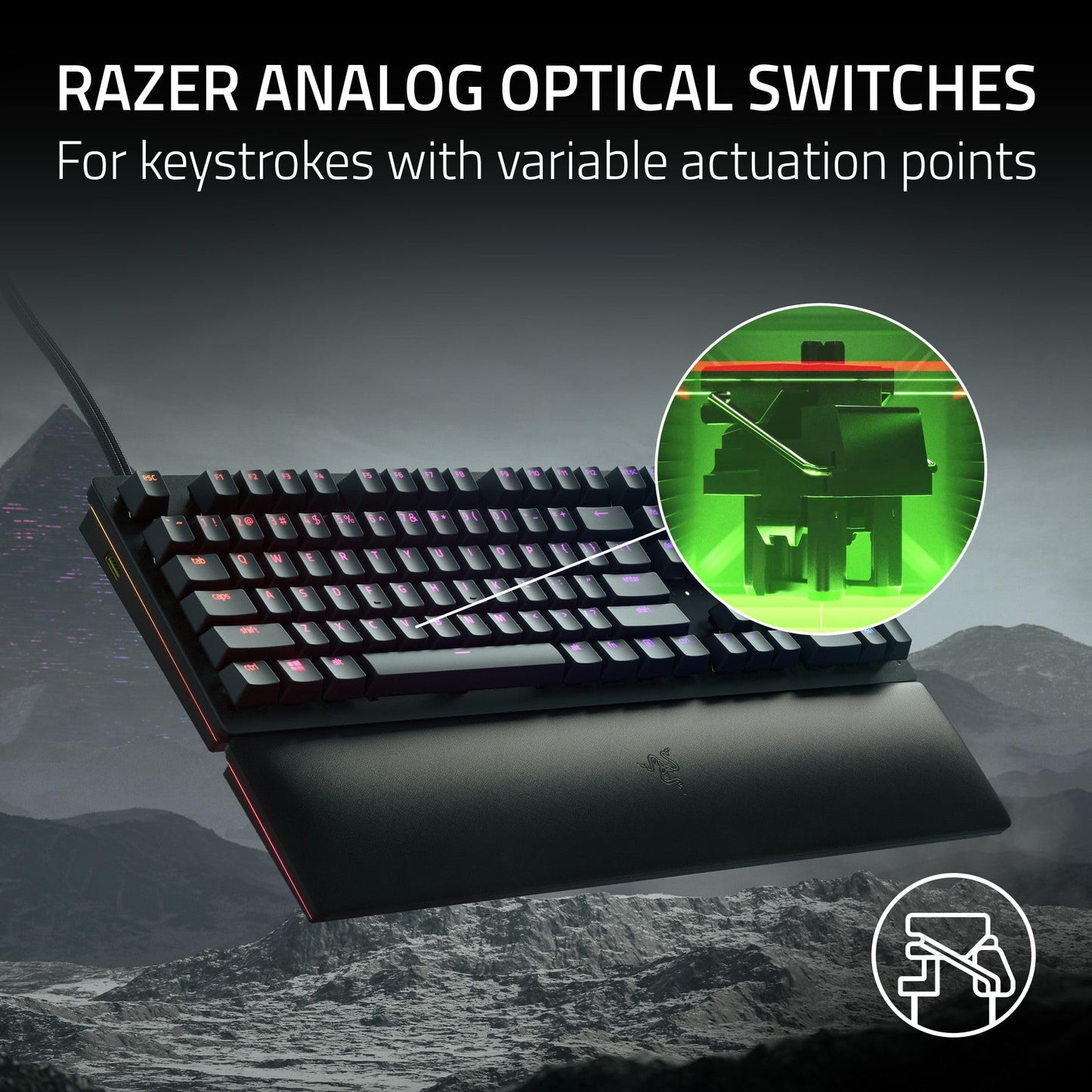 Razer Huntsman V2 Optical Gaming Keyboard: Fastest Linear Optical Switches Gen - 2 w/ Sound Dampeners & 8000Hz Polling Rate - Doubleshot PBT Keycaps - Dedicated Media Keys & Dial - Ergonomic Wrist Rest - Gapo Goods -