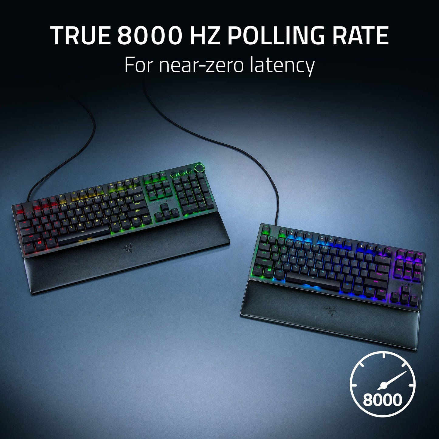 Razer Huntsman V2 Optical Gaming Keyboard: Fastest Linear Optical Switches Gen - 2 w/ Sound Dampeners & 8000Hz Polling Rate - Doubleshot PBT Keycaps - Dedicated Media Keys & Dial - Ergonomic Wrist Rest - Gapo Goods -