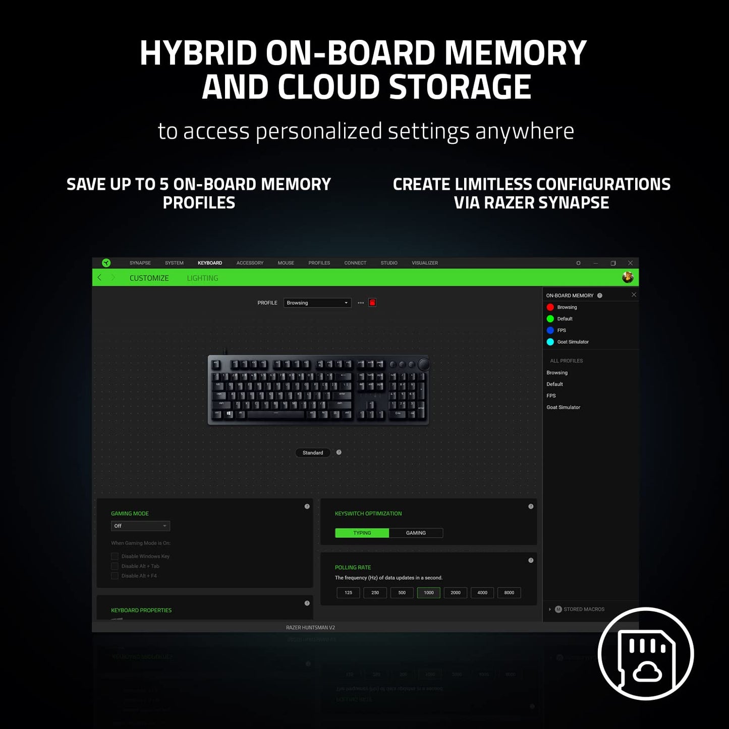 Razer Huntsman V2 Optical Gaming Keyboard: Fastest Linear Optical Switches Gen - 2 w/ Sound Dampeners & 8000Hz Polling Rate - Doubleshot PBT Keycaps - Dedicated Media Keys & Dial - Ergonomic Wrist Rest - Gapo Goods -