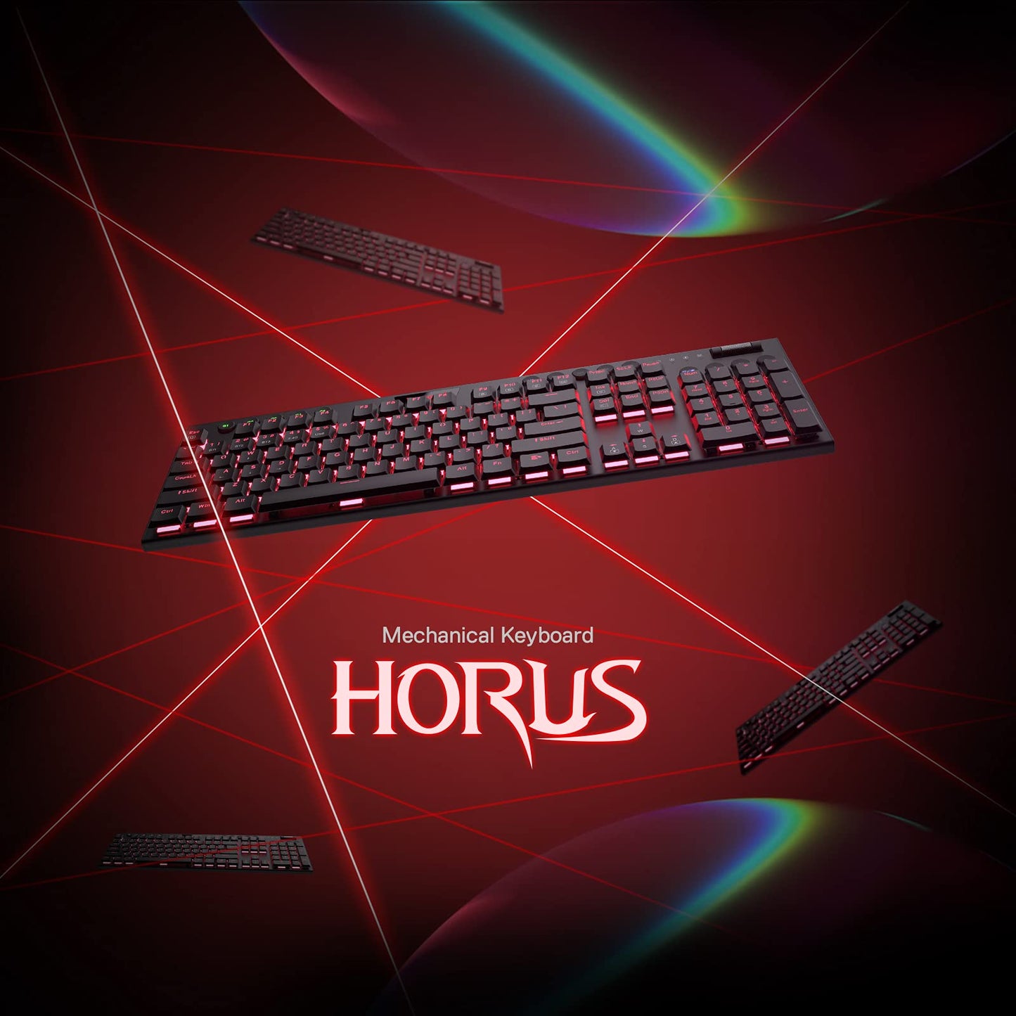 Redragon K618 Horus Wireless RGB Mechanical Keyboard, BT/2.4Ghz/Wired Tri - Mode Low Profile Gaming Keyboard w/Ultra - Thin Design, Dedicated Media Control & Linear Red Switch - Gapo Goods -