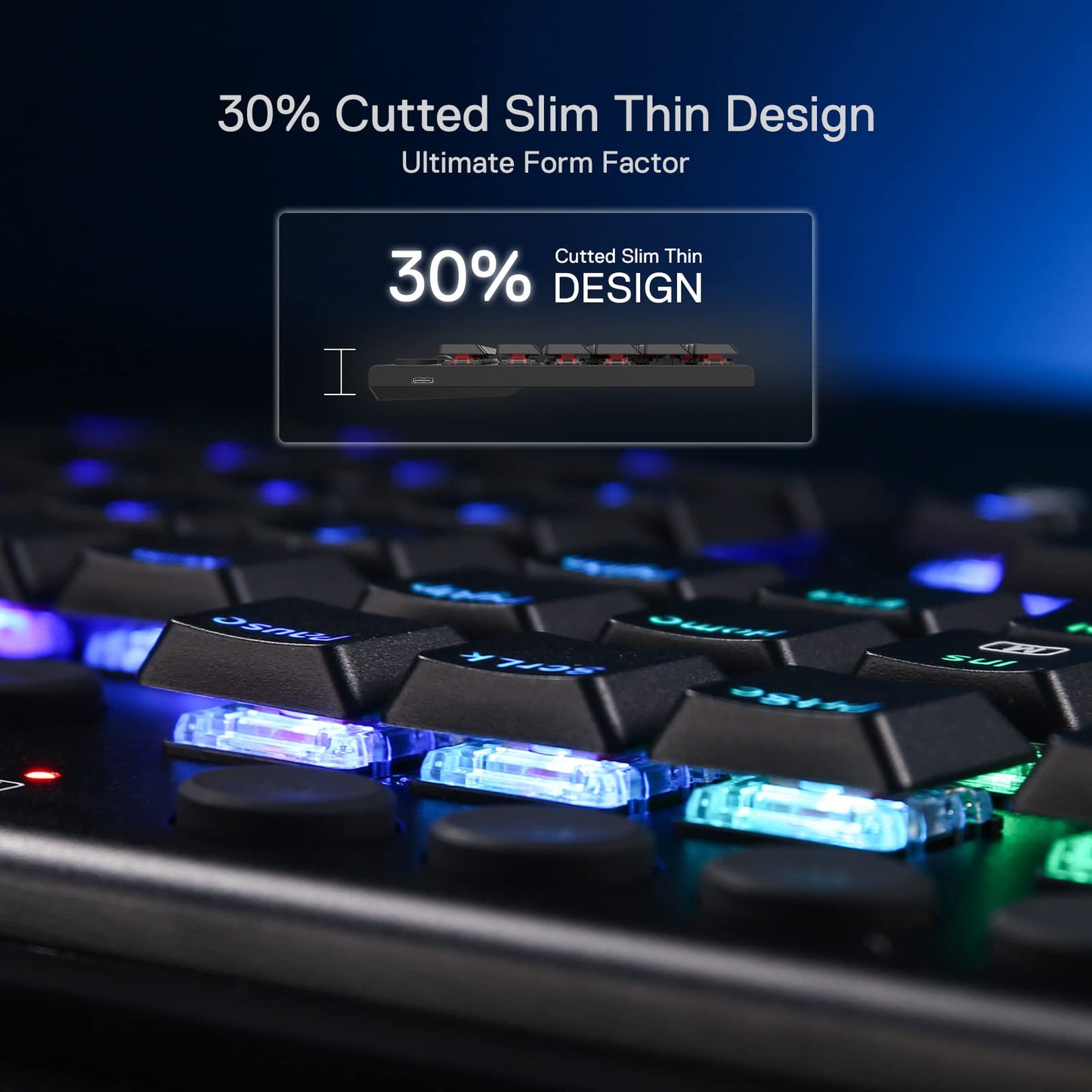 Redragon K618 Horus Wireless RGB Mechanical Keyboard, BT/2.4Ghz/Wired Tri - Mode Low Profile Gaming Keyboard w/Ultra - Thin Design, Dedicated Media Control & Linear Red Switch - Gapo Goods -