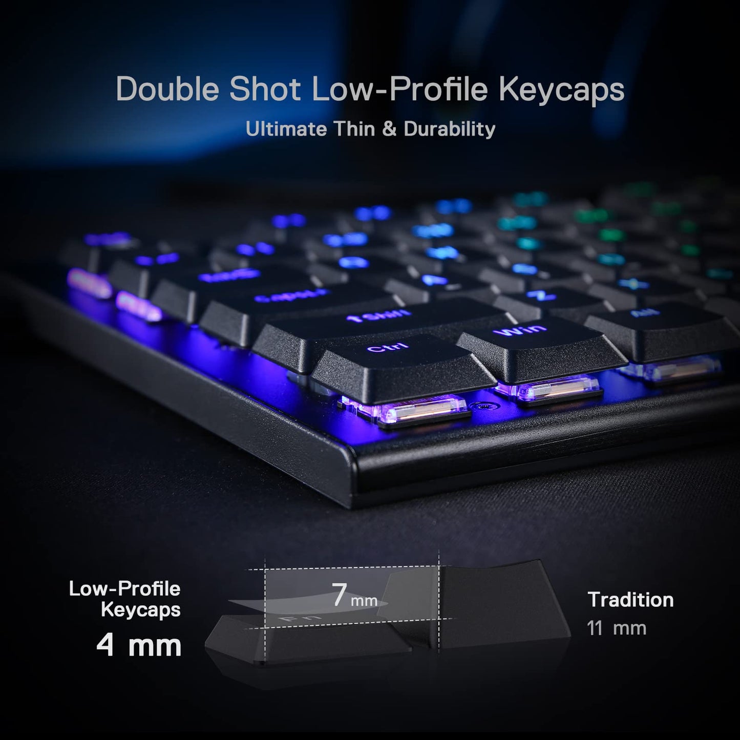Redragon K618 Horus Wireless RGB Mechanical Keyboard, BT/2.4Ghz/Wired Tri - Mode Low Profile Gaming Keyboard w/Ultra - Thin Design, Dedicated Media Control & Linear Red Switch - Gapo Goods -