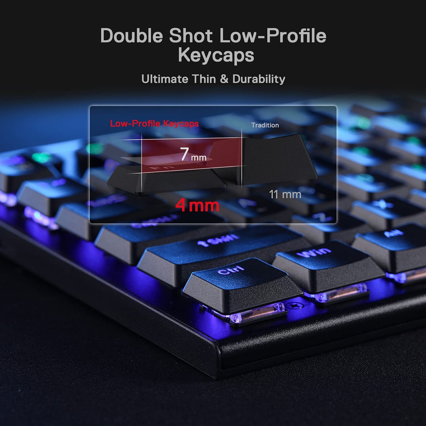 Redragon K618 Horus Wireless RGB Mechanical Keyboard, BT/2.4Ghz/Wired Tri - Mode Low Profile Gaming Keyboard w/Ultra - Thin Design, Dedicated Media Control & Linear Red Switch - Gapo Goods -