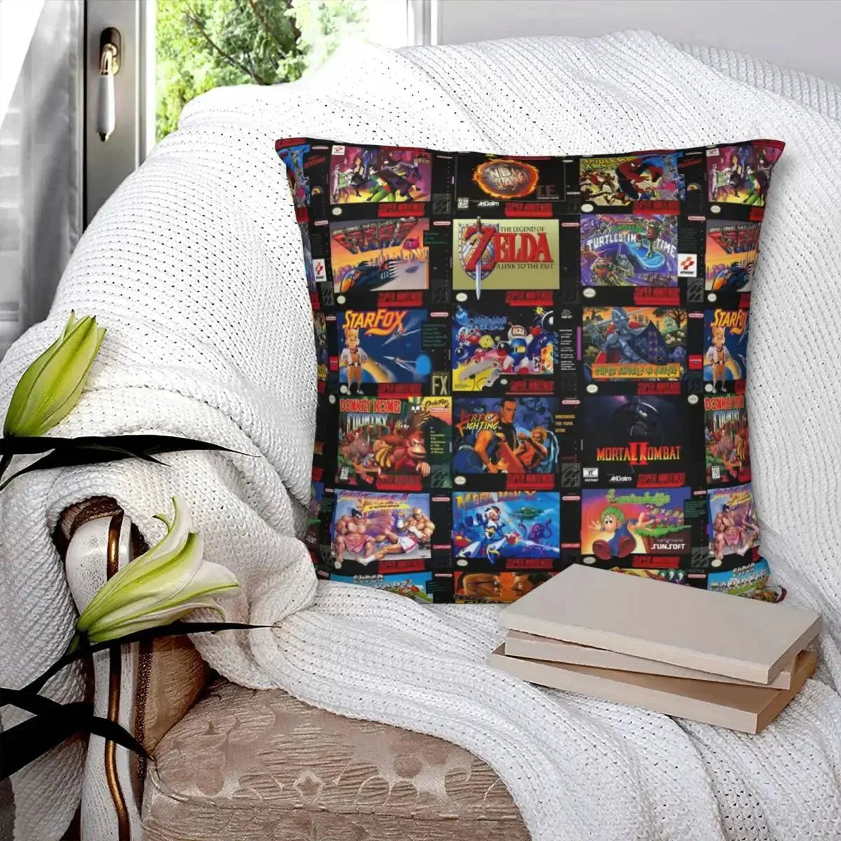 Retro Gaming Boxes Square Pillowcase Polyester Linen Velvet Printed Zip Decor Pillow Case Home Cushion Cover
