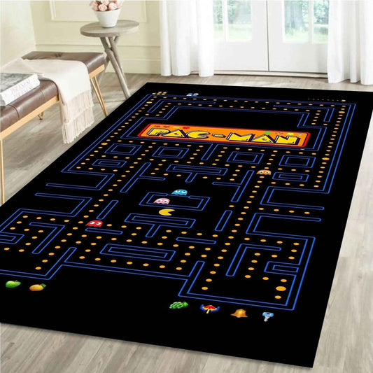 Pac Man Arcade Rug – Retro Gaming Rug with Vibrant Colors & Durable Design 48 x 72 inches