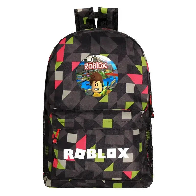 Roblox School Bag Backpack Plaid red -4