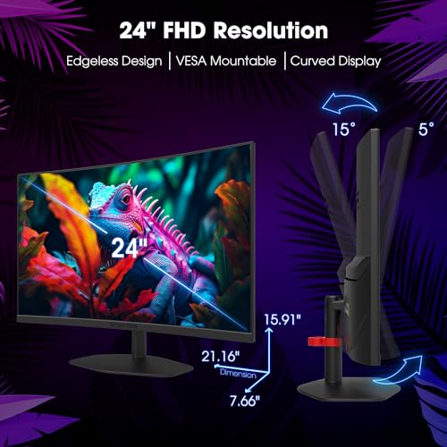 Sceptre Curved 24 - inch Gaming Monitor 1080p R1500 98% sRGB HDMI x2 VGA Build - in Speakers, VESA Wall Mount Machine Black (C248W - 1920RN Series) - Gapo Goods -