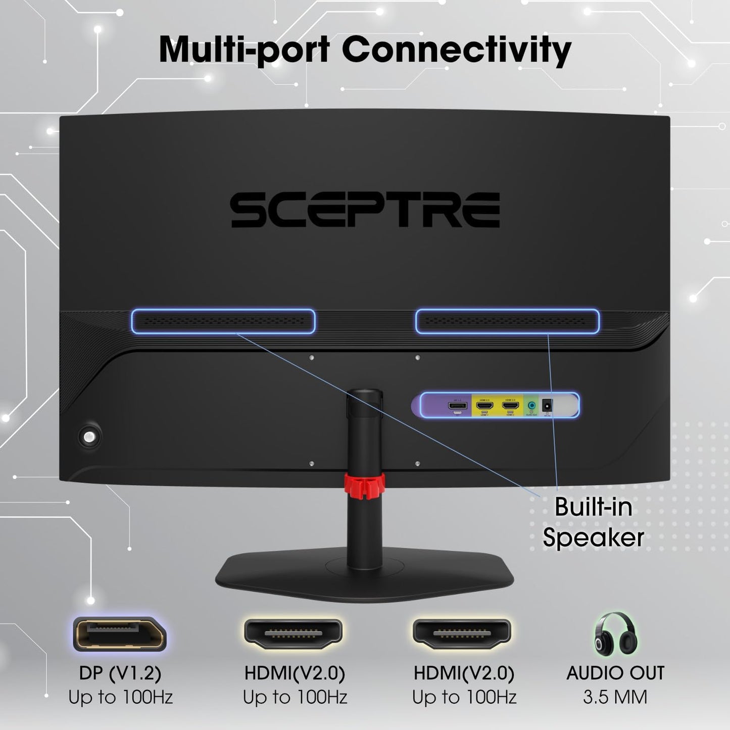 Sceptre Curved 24 - inch Gaming Monitor 1080p R1500 98% sRGB HDMI x2 VGA Build - in Speakers, VESA Wall Mount Machine Black (C248W - 1920RN Series) - Gapo Goods -