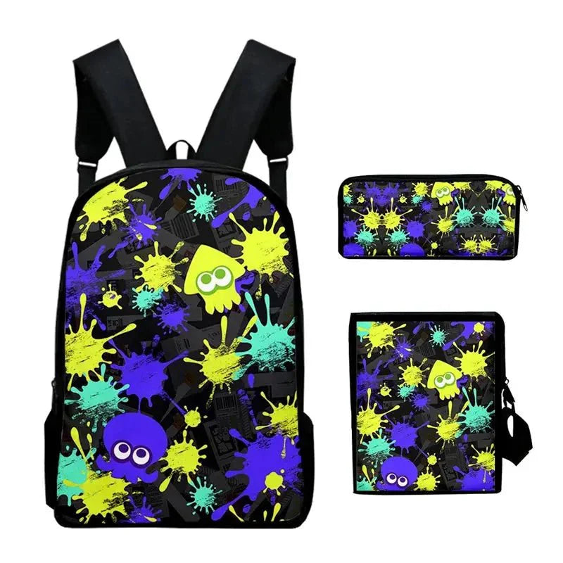 Shooting Game Splatoon 3 Backpacks Children Bookbag School Bag Mochila Boys/Girls Daily Shoulder Set Pencil Croobody Custom
