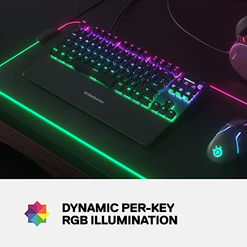 SteelSeries Apex 7 TKL Compact Mechanical Gaming Keyboard – OLED Smart Display – USB Passthrough and Media Controls – Linear and Quiet – RGB Backlit (Red Switch) - Gapo Goods -