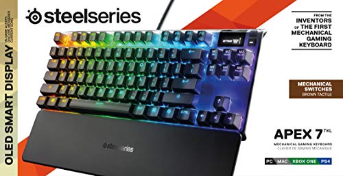 SteelSeries Apex 7 TKL Compact Mechanical Gaming Keyboard – OLED Smart Display – USB Passthrough and Media Controls – Linear and Quiet – RGB Backlit (Red Switch) - Gapo Goods -