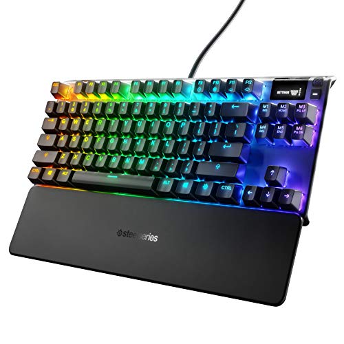 SteelSeries Apex 7 TKL Compact Mechanical Gaming Keyboard – OLED Smart Display – USB Passthrough and Media Controls – Linear and Quiet – RGB Backlit (Red Switch) Apex 7 TKL
