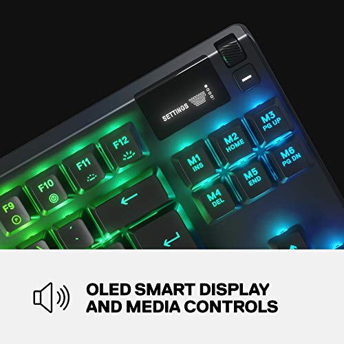 SteelSeries Apex 7 TKL Compact Mechanical Gaming Keyboard – OLED Smart Display – USB Passthrough and Media Controls – Linear and Quiet – RGB Backlit (Red Switch) - Gapo Goods -
