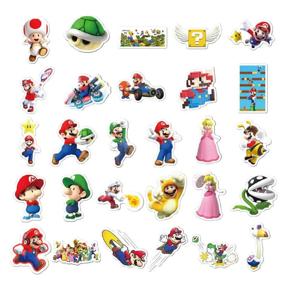 Super Mario Bros Stickers - Waterproof Mario Game Stickers | Luigi Yoshi Decals Paper products