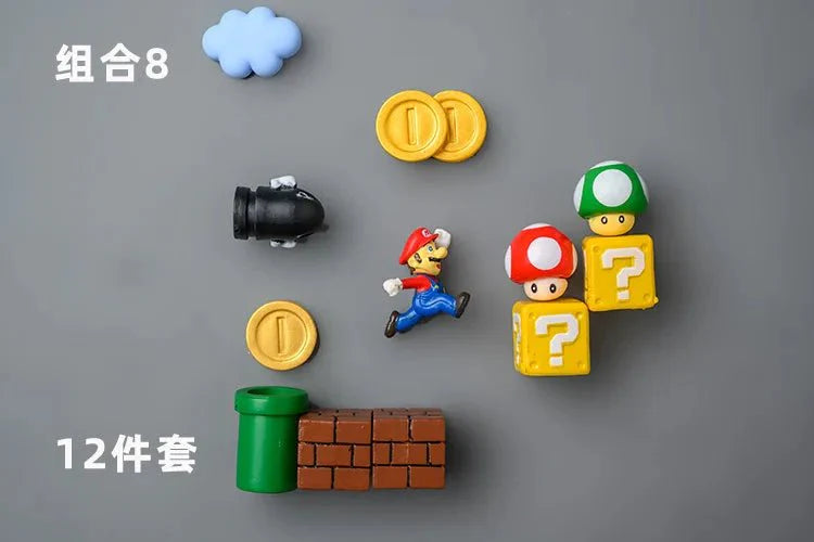Super Mario Refrigerator Magnets – 3D Mario Magnets Set | Colorful Kitchen Magnet Decor 1-12pcs Home Decor