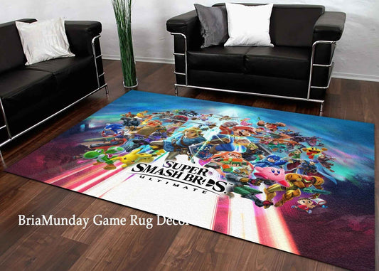 Super Smash Bros Rug - Durable Arcade Area Rug With Vibrant Color Design