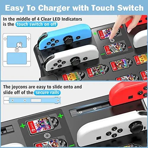 Nintendo Switch Games Organizer with Charging Dock for Joy-Cons & Accessories