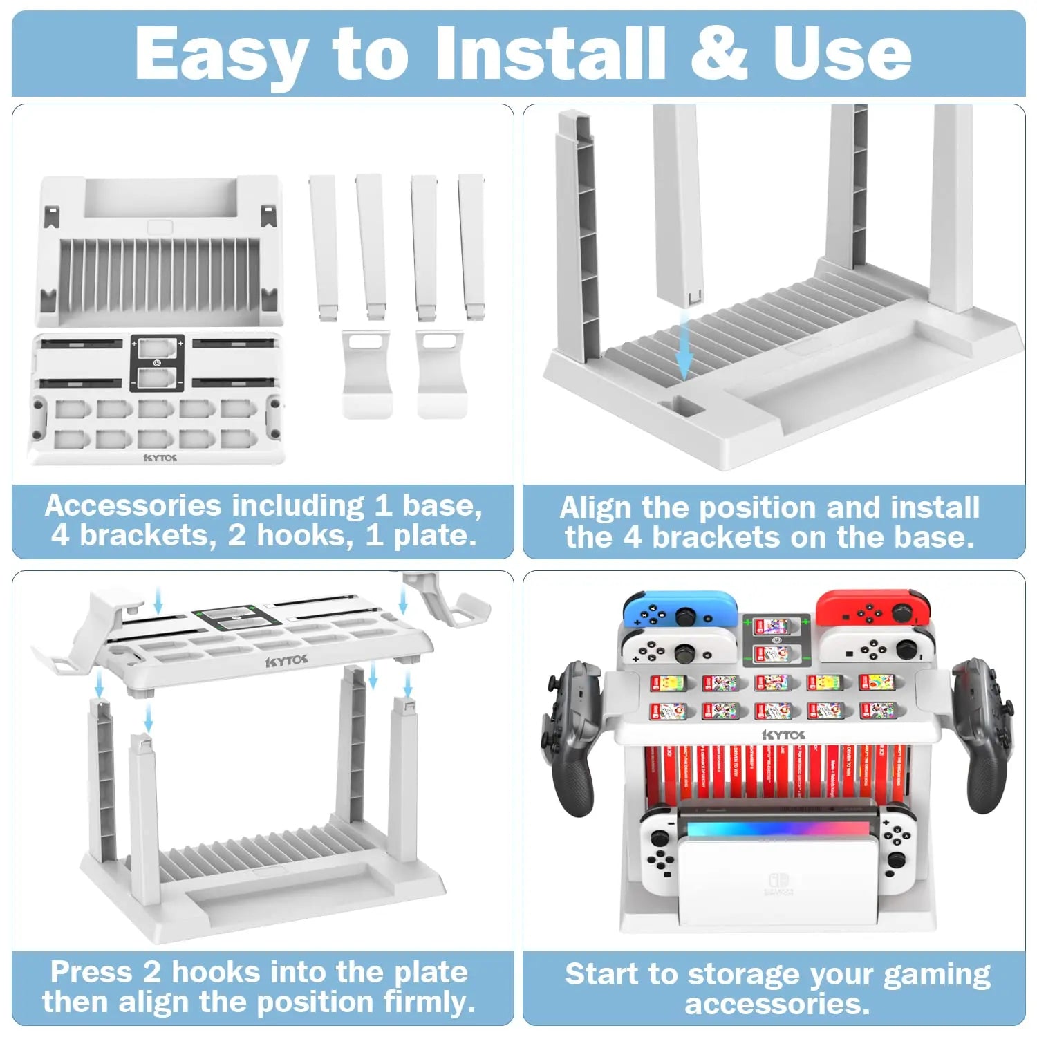 Nintendo Switch Games Organizer with Charging Dock for Joy-Cons & Accessories