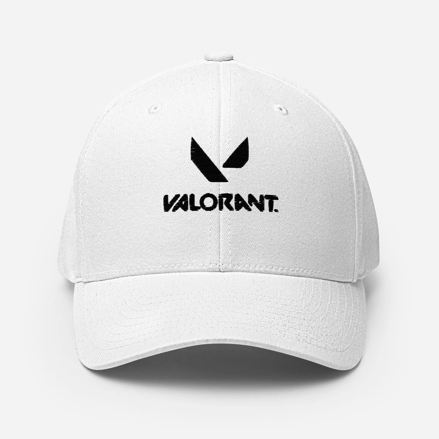 Valorant Flex-Fit Hat – Embroidered Baseball Cap With Elastic Stretch Band White Hats
