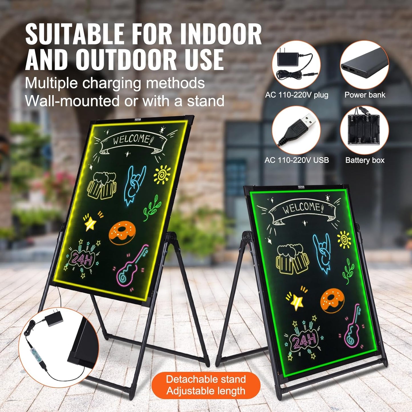 LED Message Board - Lighted Chalkboard With Remote Control Display & Fluorescent Markers Home Decor