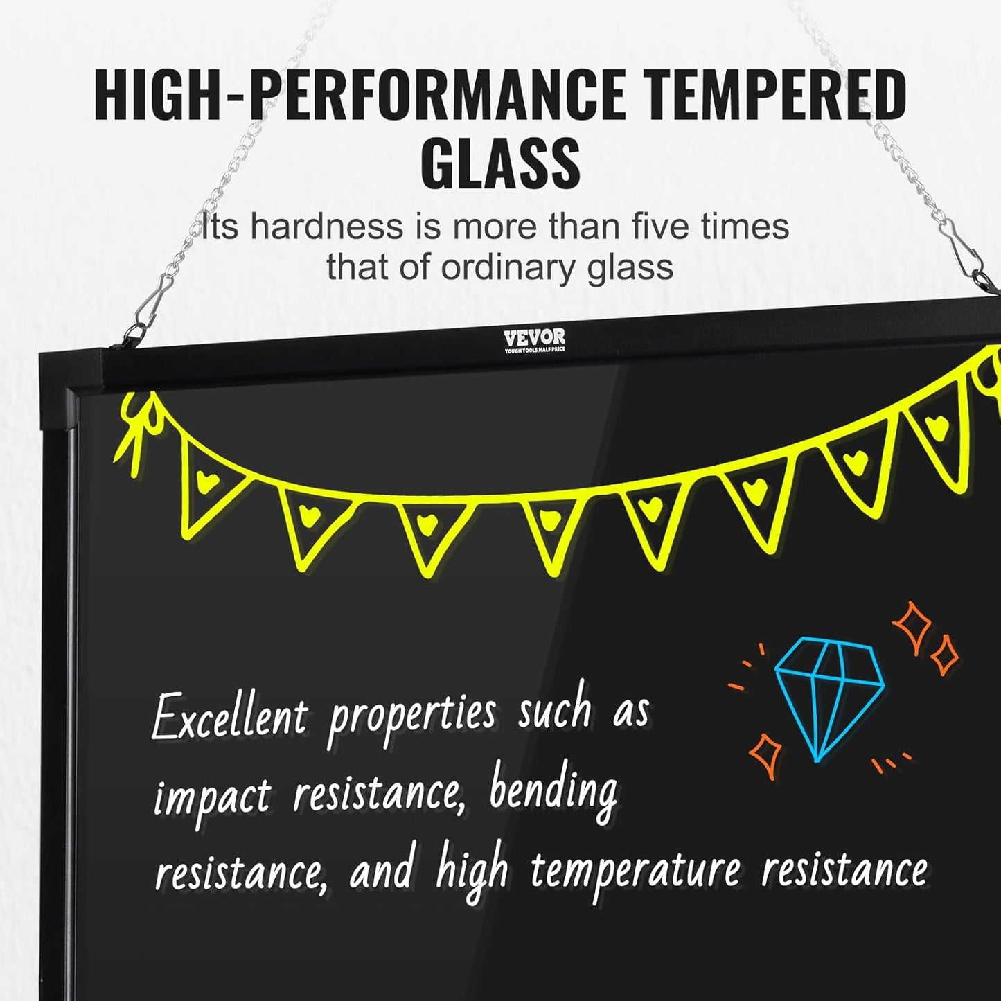 LED Message Board - Lighted Chalkboard With Remote Control Display & Fluorescent Markers Home Decor