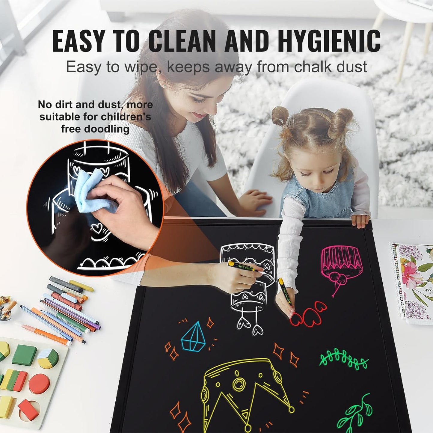 LED Message Board - Lighted Chalkboard With Remote Control Display & Fluorescent Markers Home Decor