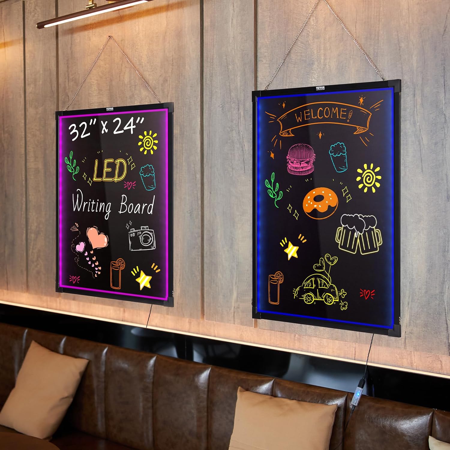 LED Message Board - Lighted Chalkboard With Remote Control Display & Fluorescent Markers Home Decor