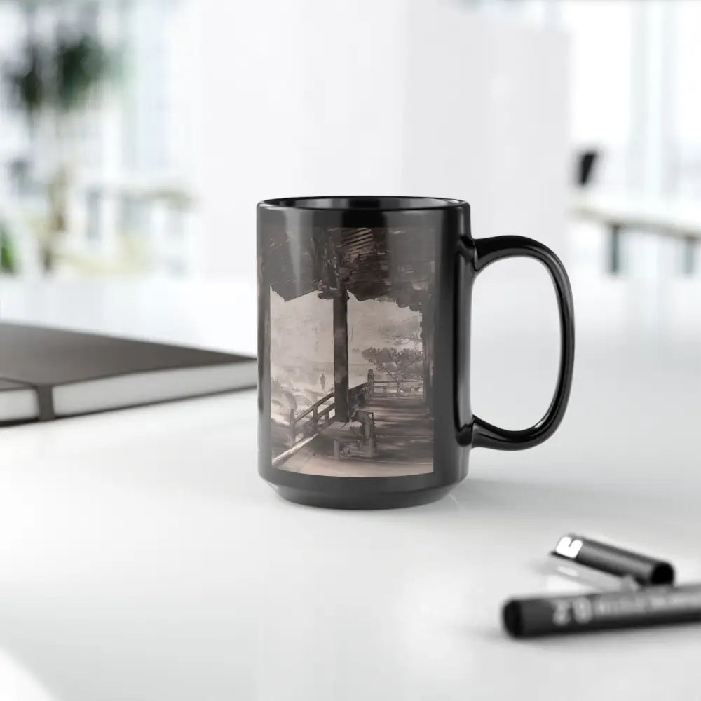 Zen vibes in a glossy black ceramic mug for your chill mornings - 15oz - Mug