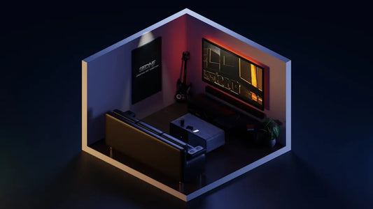 a room with a television and a desk in it