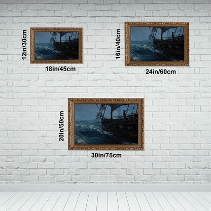 Black Flag Vintage Gold Framed Canvas Wall Art - Made in USA