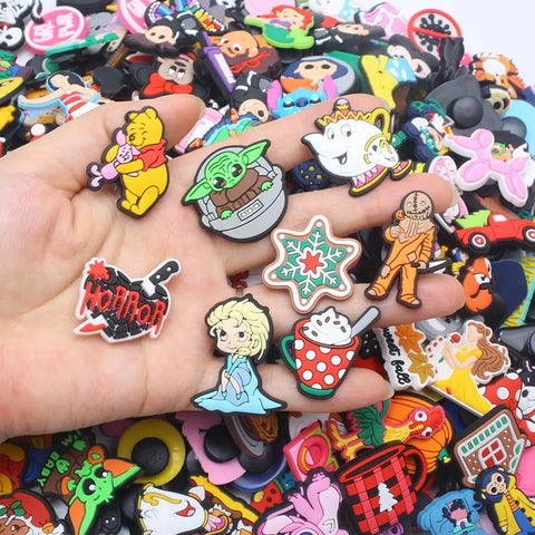 10 - 200 pieces of assorted, random, PVC Croc charms, including fox, koala, bat, and devil designs, perfect for gifts. - Gapo Goods - Charms