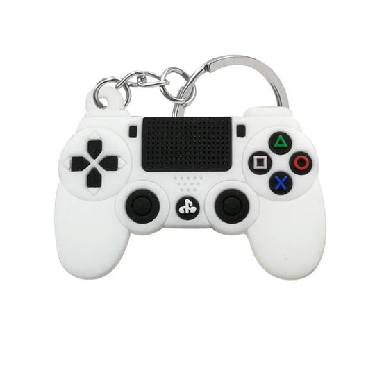 White PlayStation 4 controller keychain from 10 Pieces Video Game Controller Keychains collection