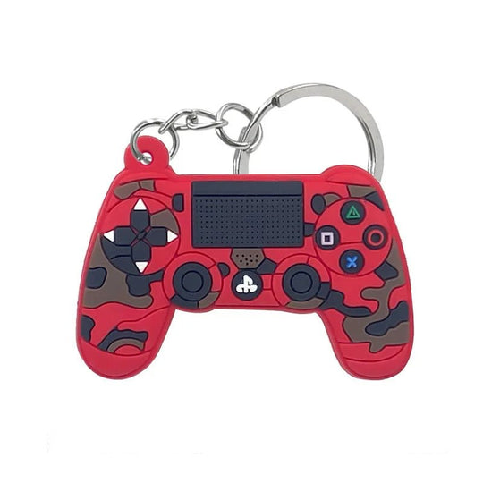 Red camouflage mini replica PlayStation 4 game controller keychain from Gapo Goods