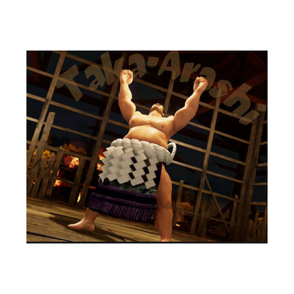 Taka-Arashi Sumo Wrestler Poster — Matte Horizontal Japanese Sumo Arena Print