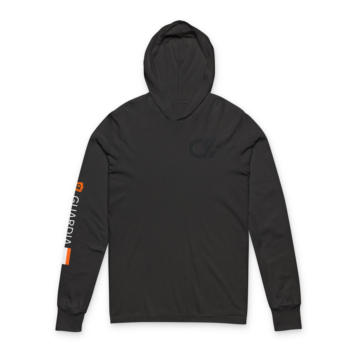 Racer Tech Hooded Long Sleeve Tee — Subtle Logo & Sleeve Stripe