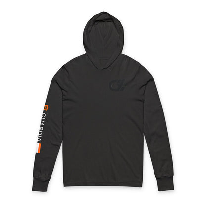 Racer Tech Hooded Long Sleeve Tee — Subtle Logo & Sleeve Stripe