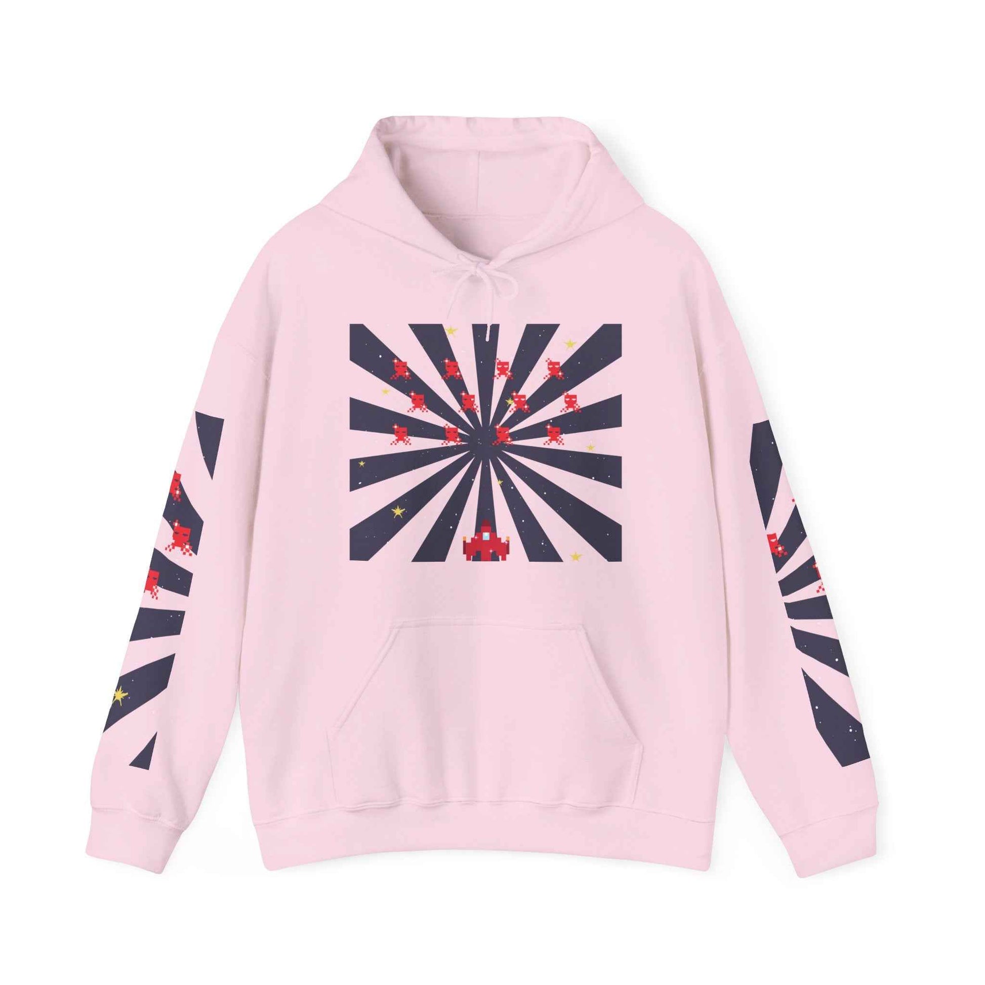 Heavy Blend Hoodie - Space Invaders Unisex Hooded Sweatshirt With Kangaroo Pocket Light Pink Hoodie