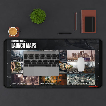 Battlefield 6 Inspired Desk Mat - Gaming Mouse Pad with Launch Maps Design