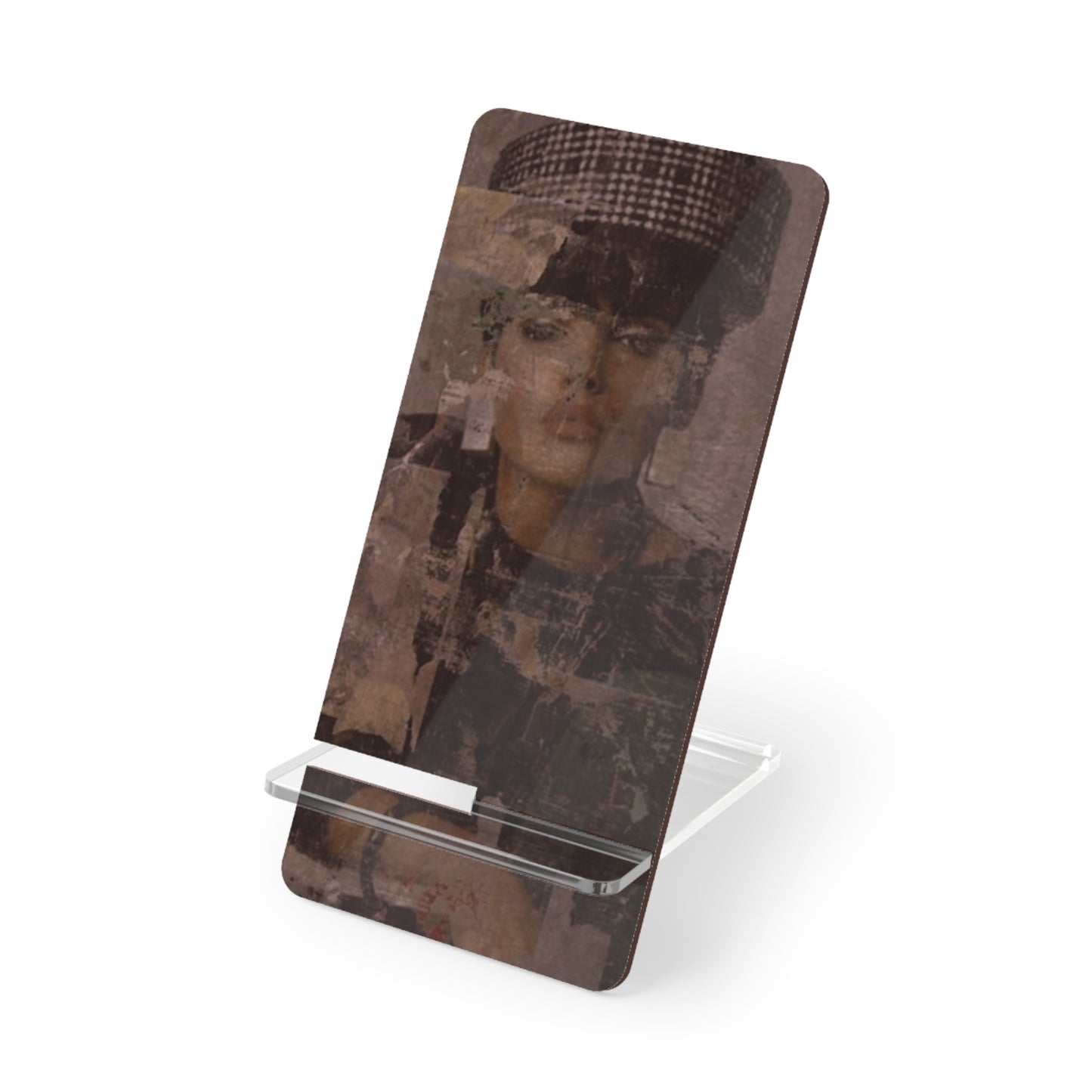 Artistic Vintage Portrait Phone Stand — Foldable Mobile Display for Smartphones