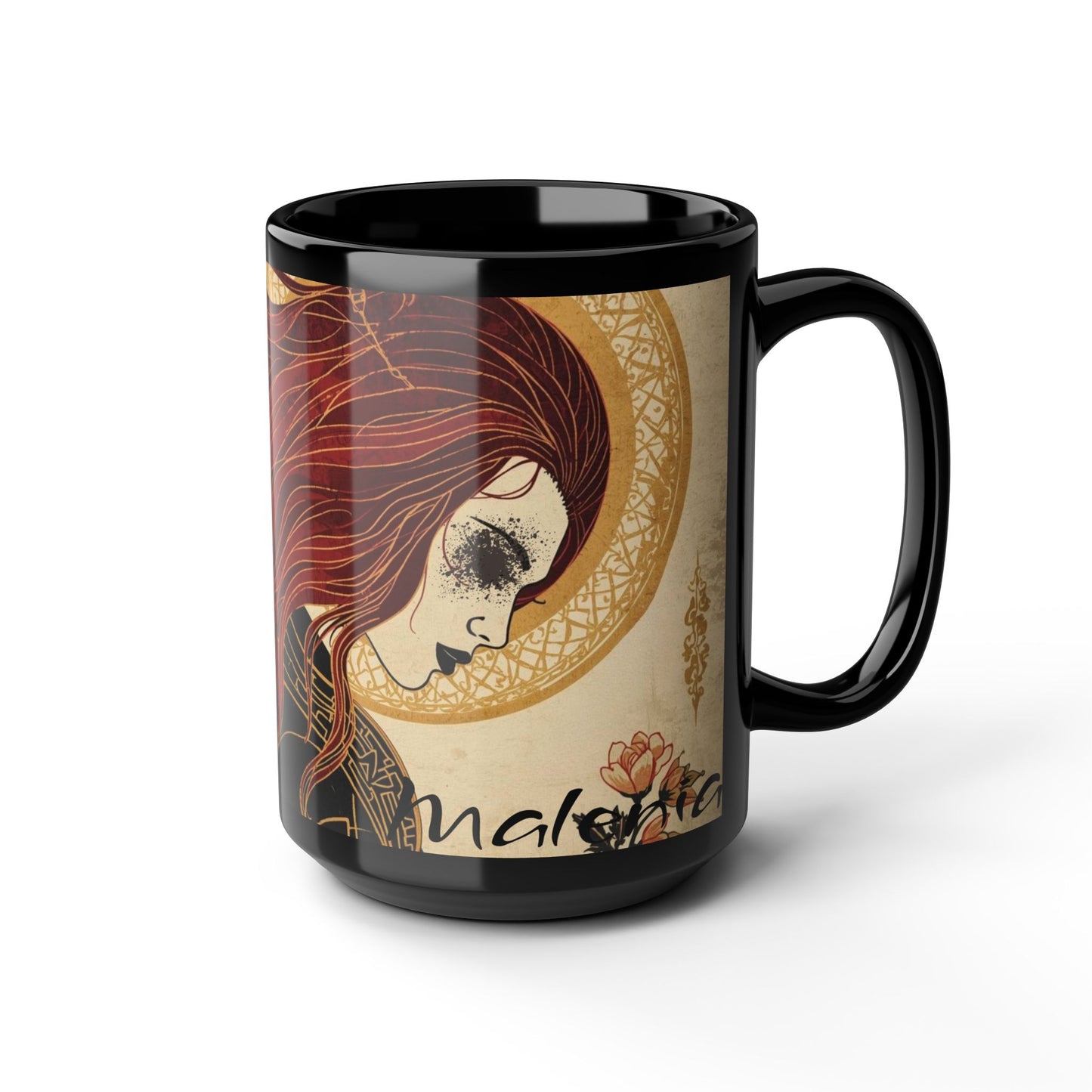 Elden Ring–Inspired Dark Fantasy Malenia Coffee Mug — 15oz Black Mug