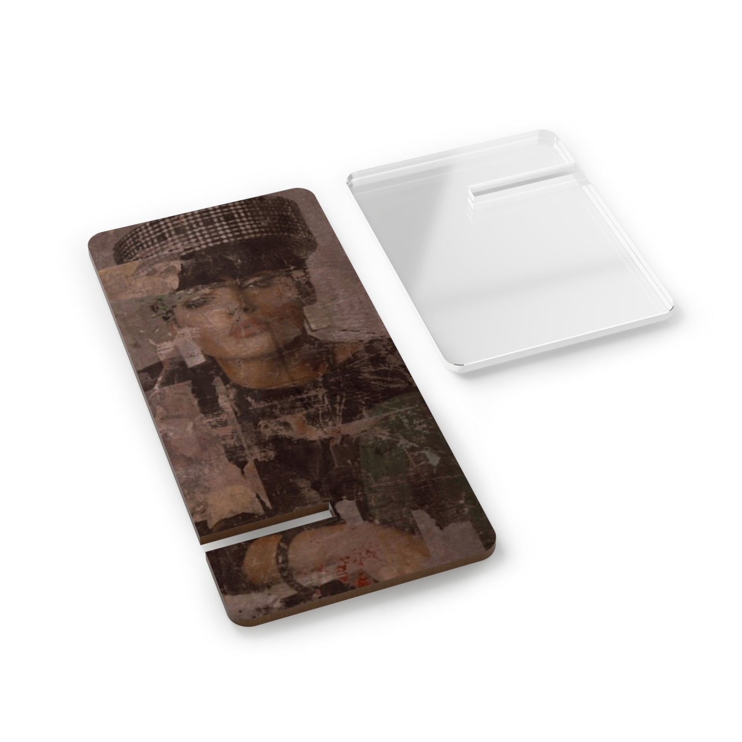 Artistic Vintage Portrait Phone Stand — Foldable Mobile Display for Smartphones