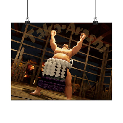Taka-Arashi Sumo Wrestler Poster — Matte Horizontal Japanese Sumo Arena Print