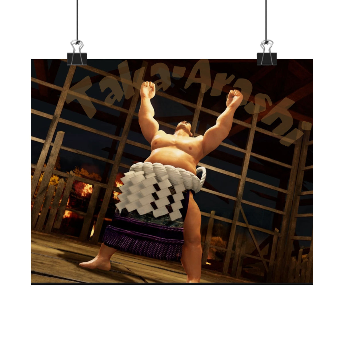 Taka-Arashi Sumo Wrestler Poster — Matte Horizontal Japanese Sumo Arena Print