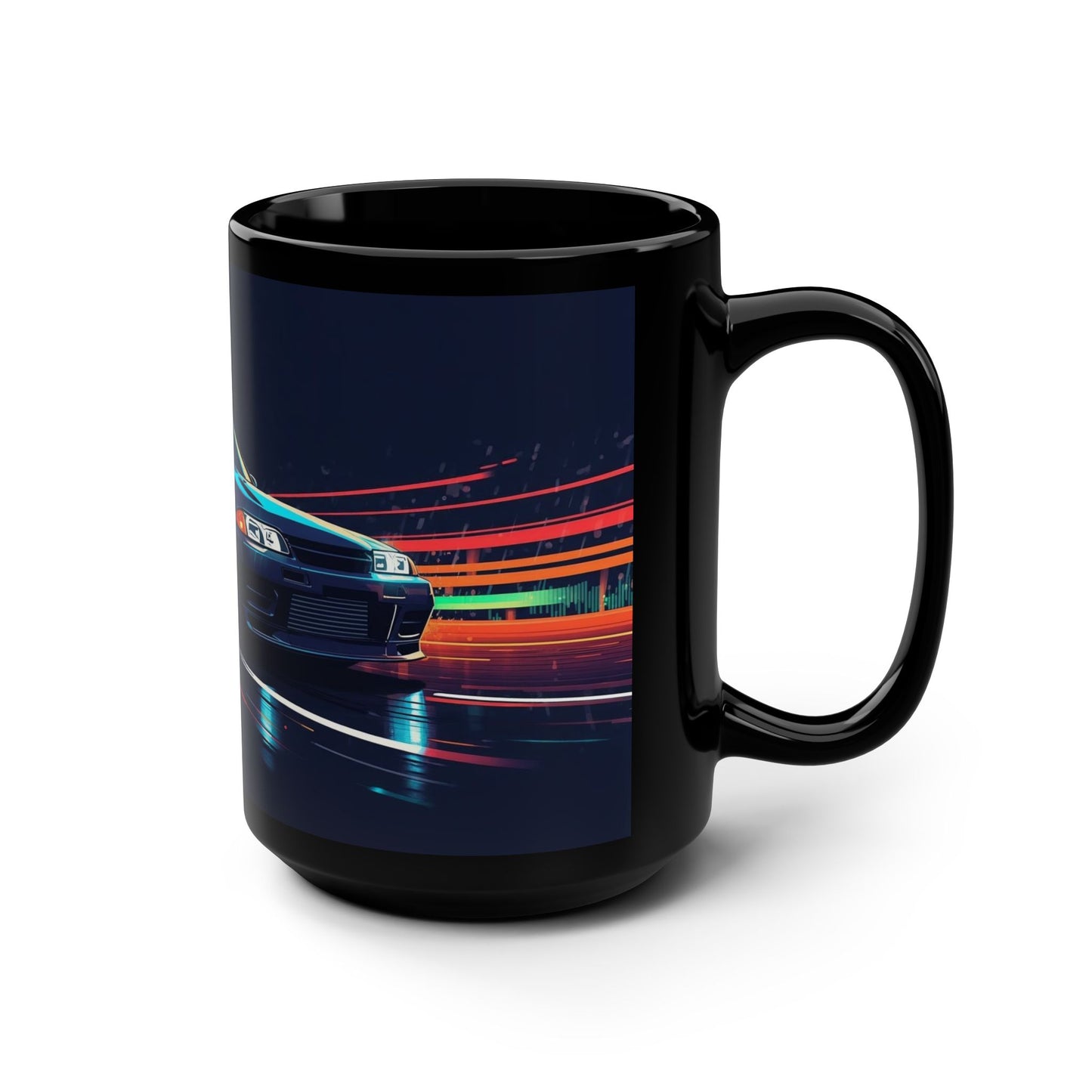 JDM Drift Racing 15oz Black Mug — Blue Smoke Design