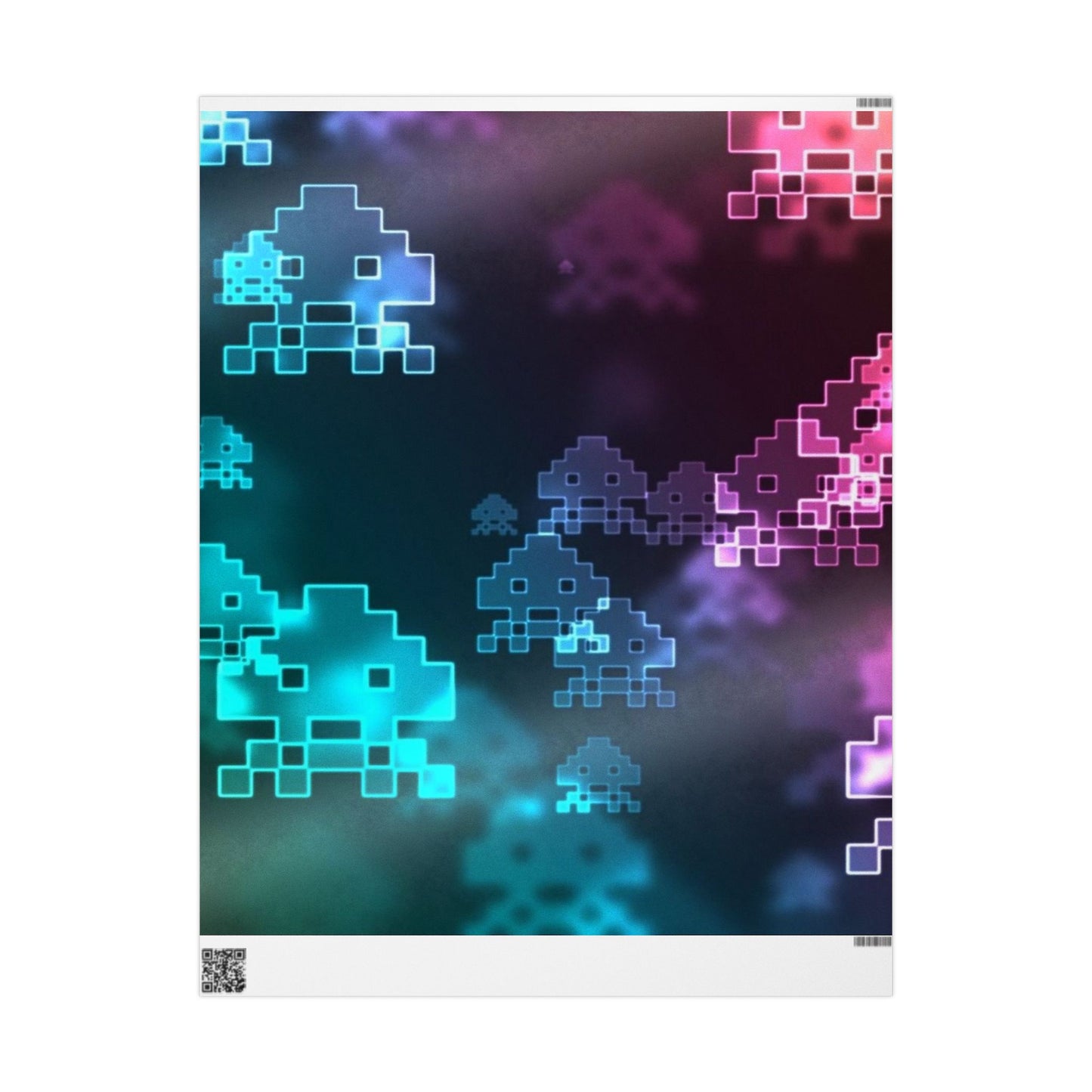 Neon Galaxy Retro Wrapping Paper Roll — Cosmic Arcade Gift Wrap