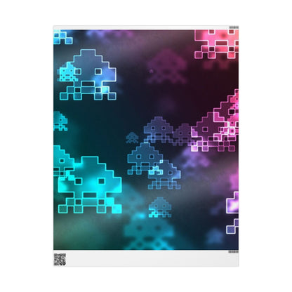 Neon Galaxy Retro Wrapping Paper Roll — Cosmic Arcade Gift Wrap