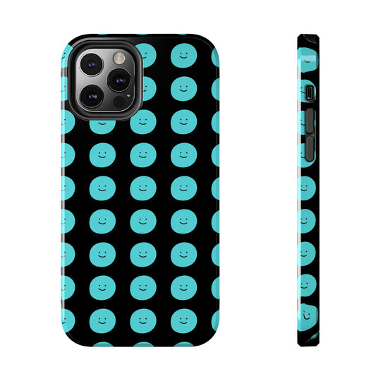 Blue Smiley Face Tough Phone Case - Durable Phone Protector, Strong Mobile Cover, Protective Smartphone Shell, Cute Emoji Design, Impact