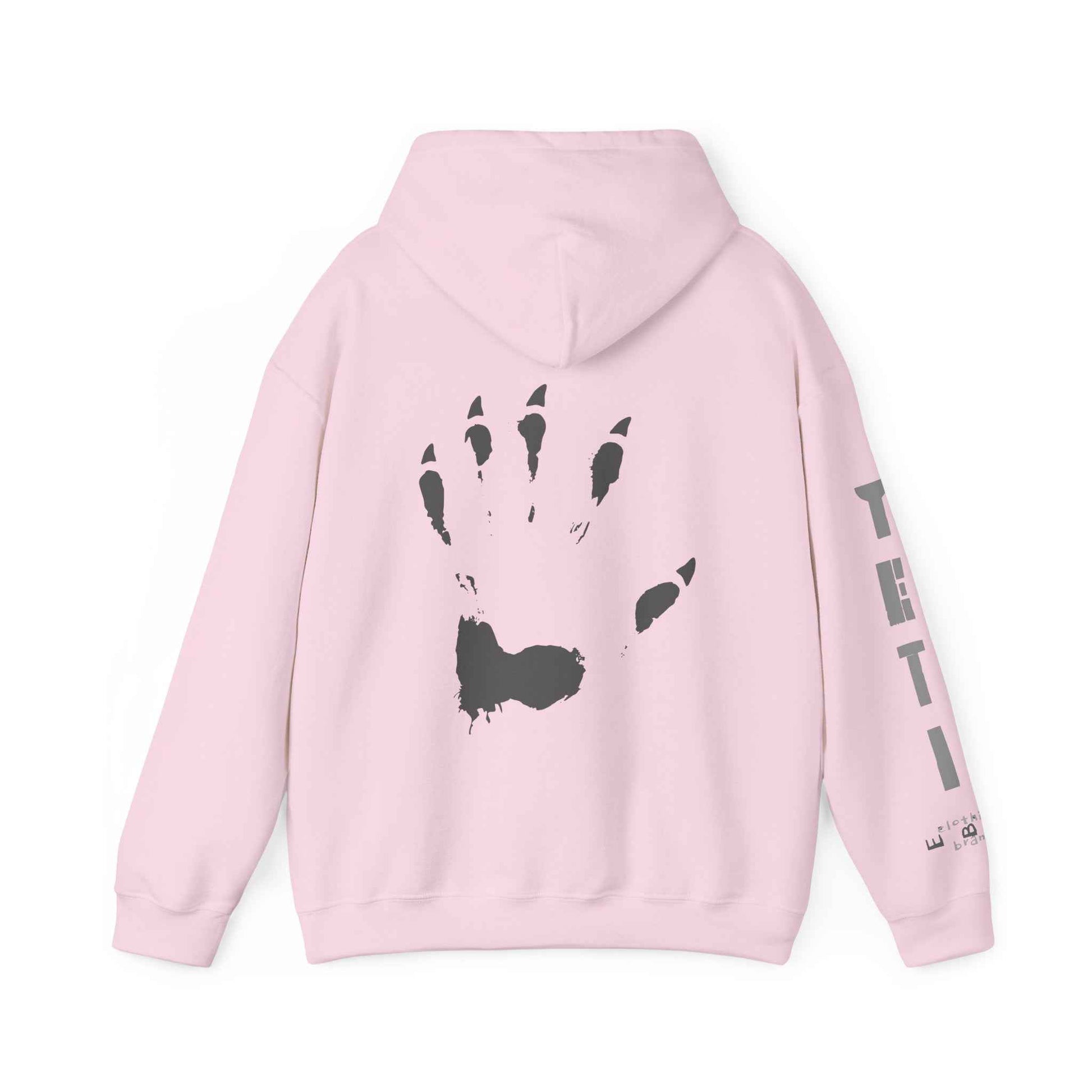 Yeti Claw Hoodie, Bigfoot Sweatshirt, Sasquatch Pullover, Cryptid Jumper, Monster Hooded Top, EBO Design Light Pink Hoodie
