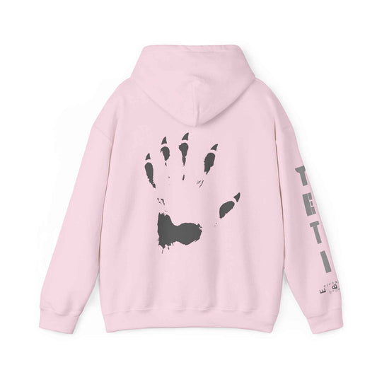 Yeti Claw Hoodie, Bigfoot Sweatshirt, Sasquatch Pullover, Cryptid Jumper, Monster Hooded Top, EBO Design Light Pink Hoodie