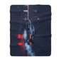 Car Drift Sherpa Blanket — Retro Night Racing Design